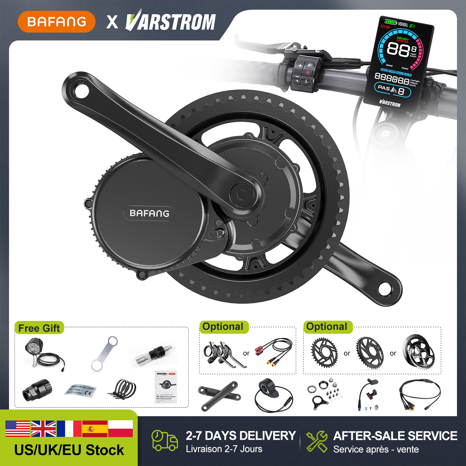 Side Hung Mid Drive Motor Kit - [Stock US] Moteur central BAFANG 48V