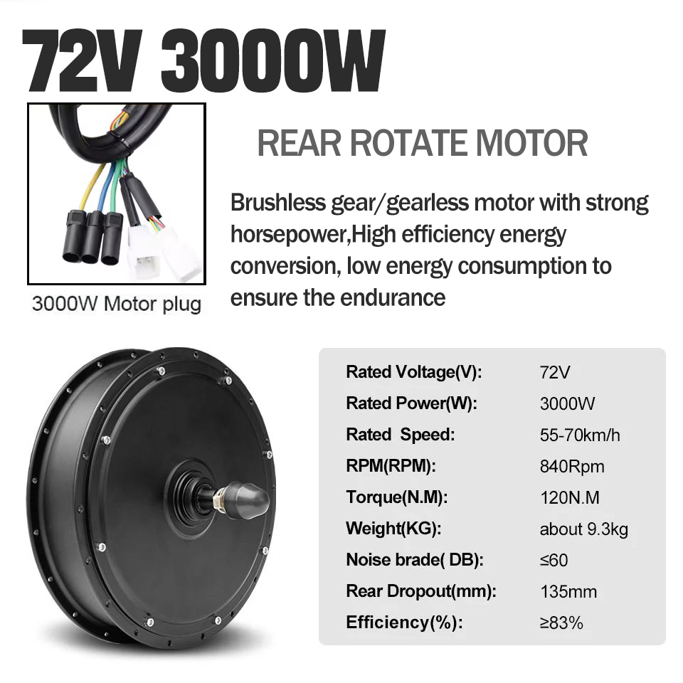 Nouveau kit de conversion de v - 5000W Hub Motor Kit 72V avis et prix